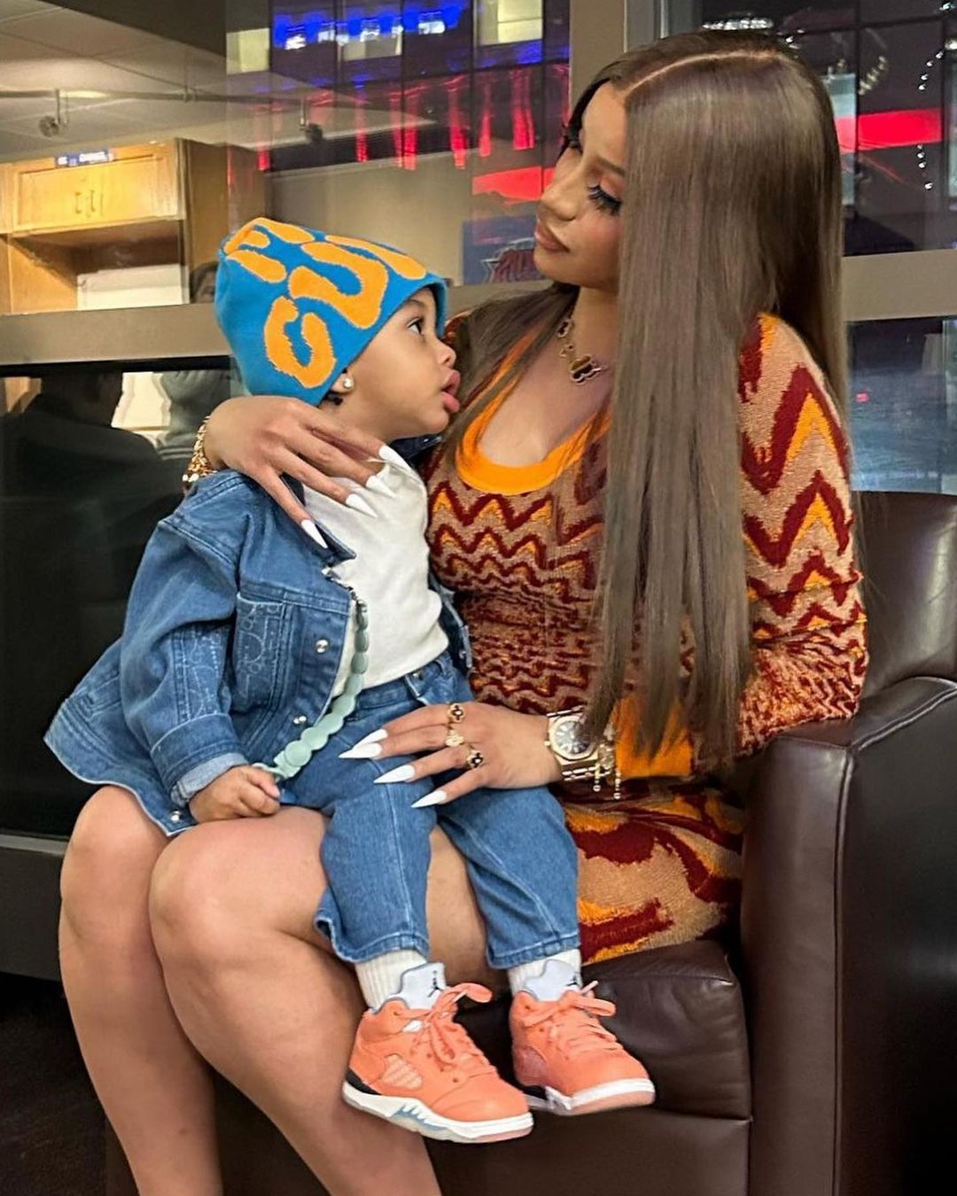 Cardi B Usually takes Son Wave to a SZA Live performance in a Marni Knit Mini Costume